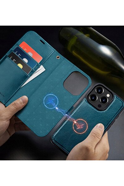 NO BRAND Husă din piele Ocase MagSafe pentru iPhone 15 Pro cu suport RFID, al...