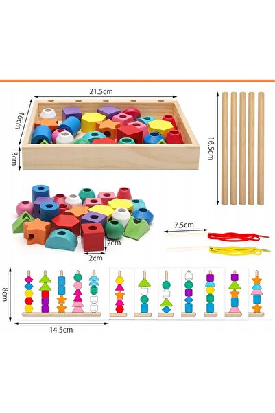 NO BRAND Jucărie din lemn piramidă de sortare Montessori cadou