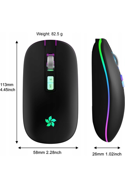 NO BRAND Mouse wireless Bluetooth USB Bamcoo Negru LED 2.4 Ghz USB 3Dpi