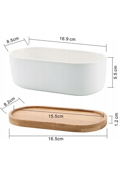NO BRAND 2 ghivece ceramice pentru suculente, cu bază ovală, din lemn, pentru...
