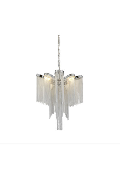 iTin Aurora Chandelier, 4x E14, Diameter 43 cm, Height 68 cm, Shiny Chrome, M...