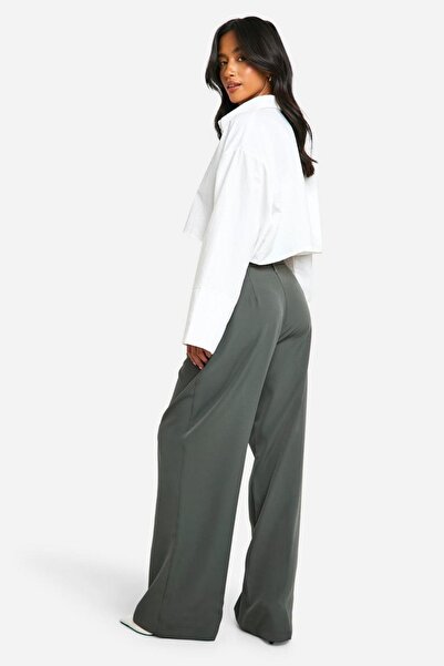 NO BRAND Pantaloni clasici din grafit cu șnur, croială dreaptă, picior larg, ...