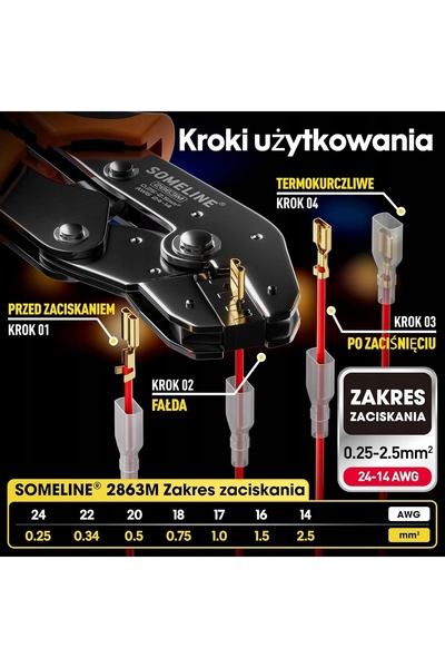 NO BRAND Clește de sertizat capete de cablu 0.25-2.5mm +400 conectori