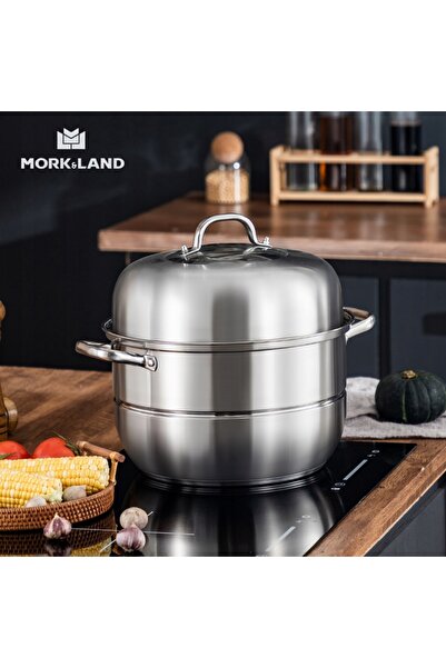 NO BRAND Mork&Land Oală cu aburi cu 3 straturi |   Oțel inoxidabil |   Universal