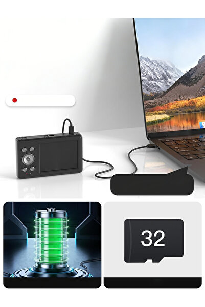 NO BRAND Cameră digitală 1080P cu zoom 16X, 56MP pentru copii + card de 32GB