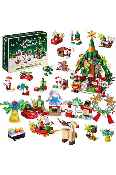 NO BRAND Calendar de Advent cu blocuri de construcție, brad de Crăciun pentru...