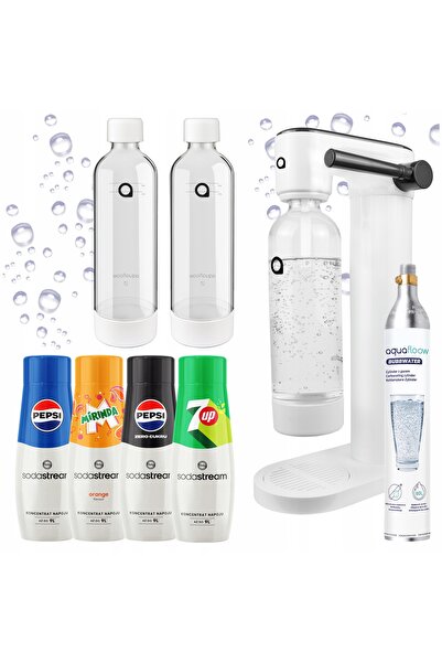 NO BRAND Saturator de apă carbogazoasă CO2 + 2 sticle de apă + Set de siropuri
