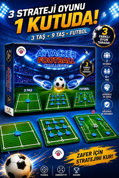 OYUNKAFASI Attacker Football Challenge – 3 Strateji Oyunu 1 Kutuda | 3 Taş • ...