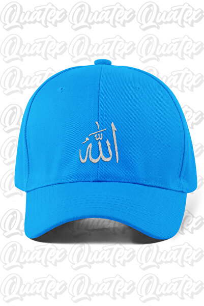 QUATEX Allah Embroidered Hat - Blue Color 100% Cotton Gabardine Unisex Model Hat