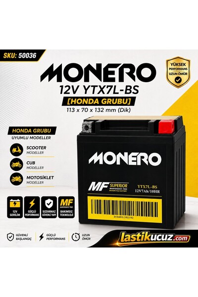 monero YTX7L-BS-[HONDA GRUBU] [12/7/10D] AKÜ