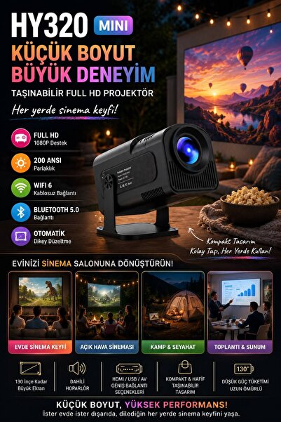 WUNİT Ultra HD Yeni Nesil Akıllı Projeksiyon Cihazı, Otomatik Ayarlama, Dahil...