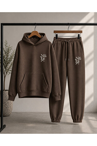 COMANCHERO Unisex Minimal New York Print Winter Top and Bottom Tracksuit Set
