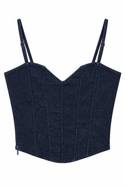 lizge giyim ASKILI CROP KOT BLUZ