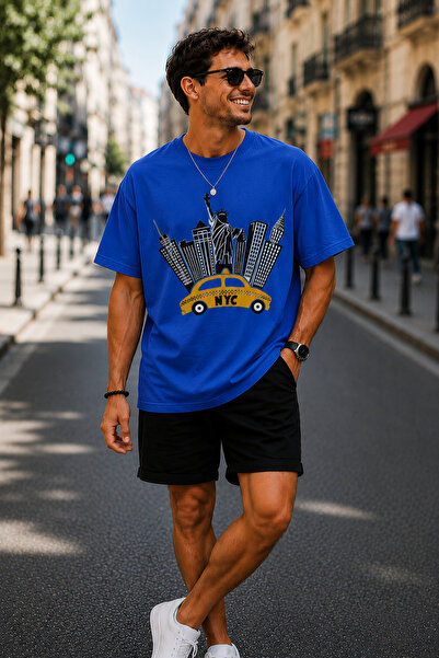 ArtYus Μπλουζάκι New York City με στάμπα Crew Neck Casual Unisex Oversize - Β...