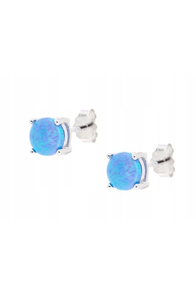 NO BRAND Cercei frumoși din argint placat cu rodiu, cu opal de 6mm