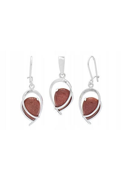 NO BRAND Set de argint cercei+pendant Nisip de deșert!