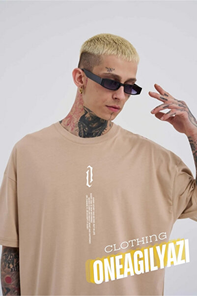 yombaa Τυπωμένο κάθετο κείμενο Oversize μπλουζάκι