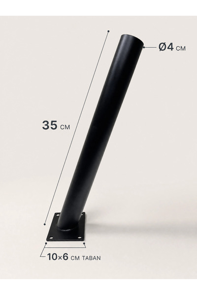 Eco Lounge 35 cm Siyah Metal Dış Mekan Sokak Armatürü Montaj Konsolu 4 cm Bor...