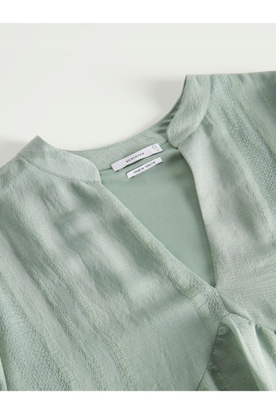 NO BRAND Rochie verde lejeră, cu mâneci scurte, volane decorative, din viscoz...