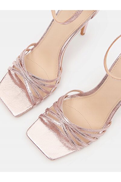 NO BRAND Sandale roz cu toc stiletto, cu barete, din piele ecologică, Mohito 37