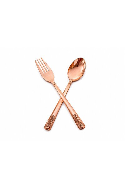 ARANA Copper Spoon and Fork Set, AranA, 19 cm, 1 spoon and 1 fork