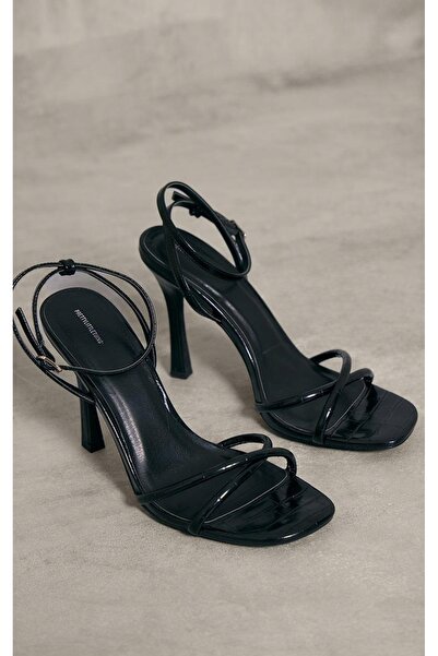 NO BRAND Pantofi clasici negri, sandale cu toc stiletto, Plt 37