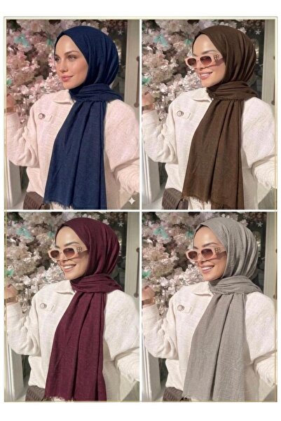 Alse Butik 4-Piece Bamboo Shawl Set (Navy Blue - Claret Red - Chocolate Brown...