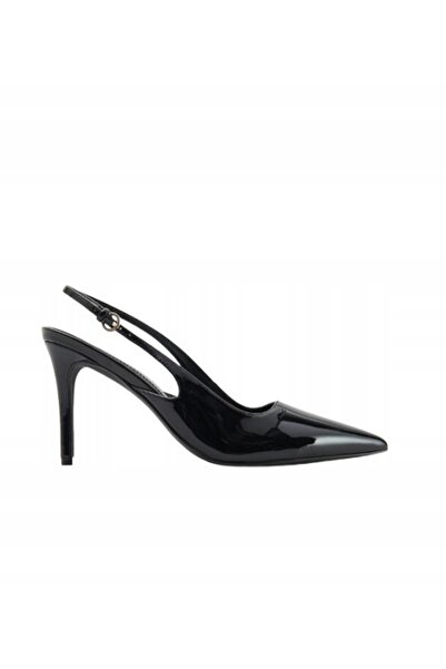 NO BRAND Pantofi negri tip dovleac, cu toc stiletto, lăcuiți, clasici, cu cat...