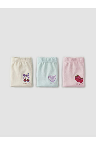 LC Waikiki LCW Kids Ecru Printed Girl Boxer 3 τεμαχίων