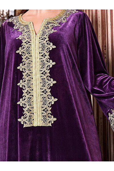 NO BRAND Rochie Fiolet Midaxi Simplă cu Mâneci Largi Shein 48