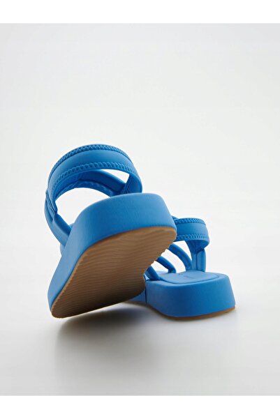 NO BRAND Sandale plate clasice albastre, tip slip-on, cu barete netede, mărim...