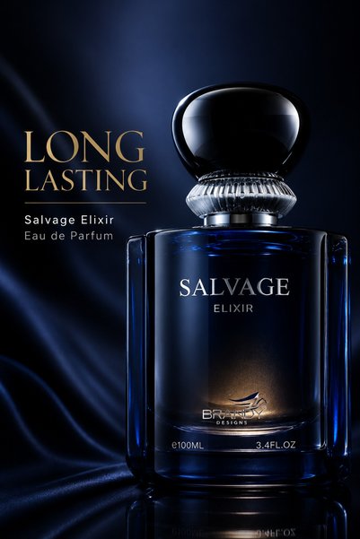 BRANDY DESIGN Salvage Elixir Eau de Parfum by Brandy Designs 100ml – Long-Lasting Luxury Perfume Spray with Dark Blue Bottle | Premium EDP Fragrance, 3.4 Fl. Oz