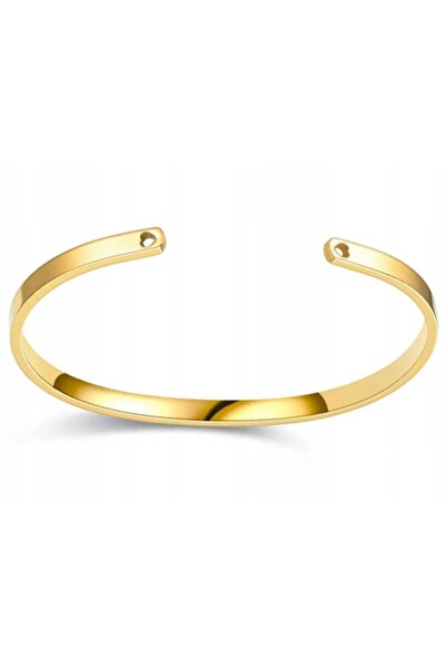 NO BRAND Brățară placată cu aur, tip bangle neted, rigidă, deschisă, pentru c...