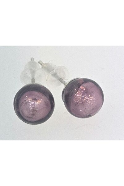 OEM Cercei cu ametist argintiu de 8mm, Oțel inoxidabil, Sticlă Murano, Hipoal...