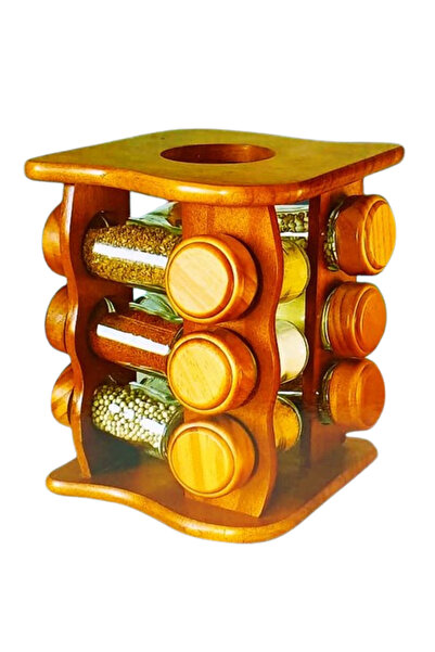 ALSAIF KITCHEN Wooden Glass Spice Boxes Baстанд - 12 Pieces Small- Ex-85413