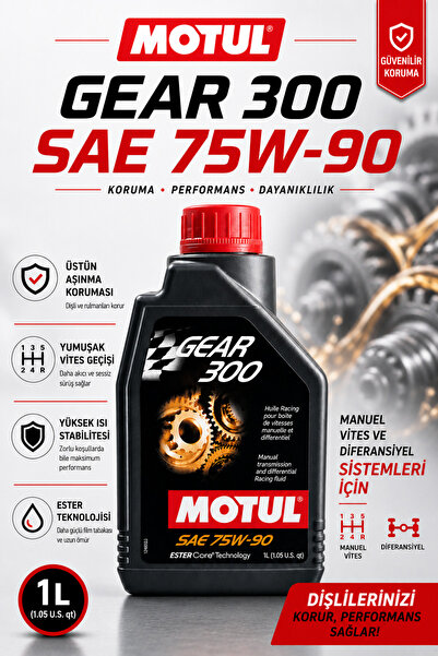 Motul Gear 300 75W-90 1 L Ester Core GL-4/GL-5 Şanzıman ve Diferansiyel Yağı