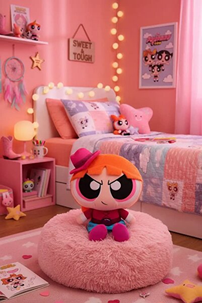 Powerpuff Girls Lisanslı Blossom Kovboy Temalı Peluş Oyuncak – Oturan 30 Cm
