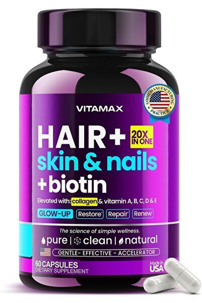 Vitamax Biotin Collagen Keratin Booster with Hyaluronic Acid Msm İnositol Ast...