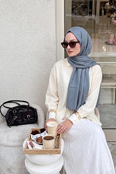 Silk Home Çift Taraflı İpek Şal Bebe Mavisi