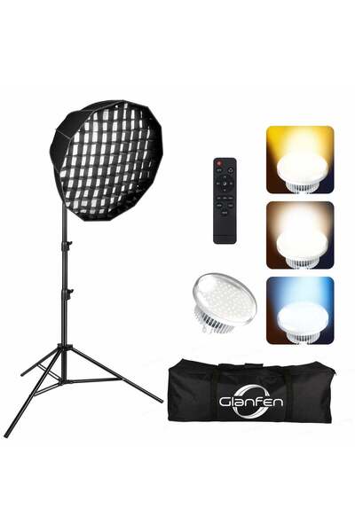 glanfen Photography Studio Lighting Kit, 480W Dimmable LED Parabolic Softbox ...