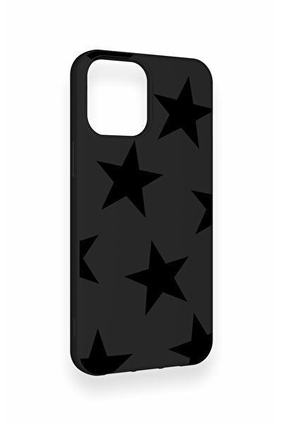 Vip Case iPhone 12 Pro Max Uyumlu Siyah Star Desenli Silikon Kılıf