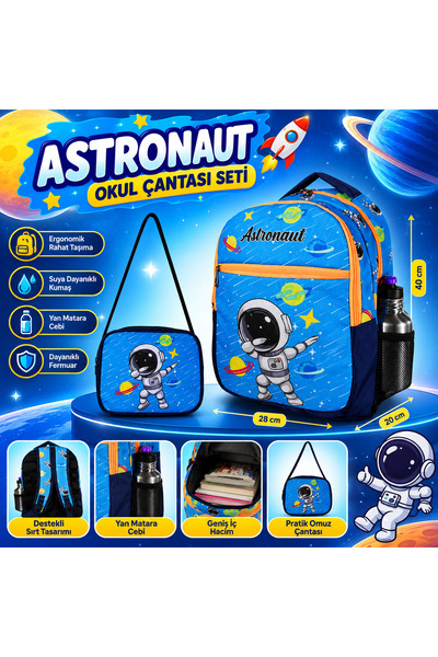 MUBX Set školske torbe i kutije za ručak za astronaute, set za dečake u vrtić...