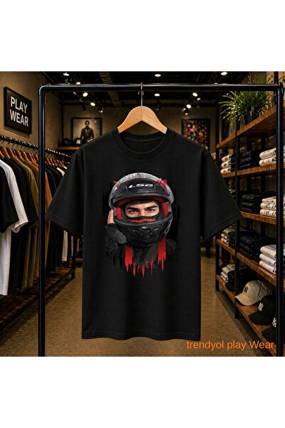 playwear Beginner Rider Mr. Printed 100% Cotton Oversize Loose Regular Fit Cr...
