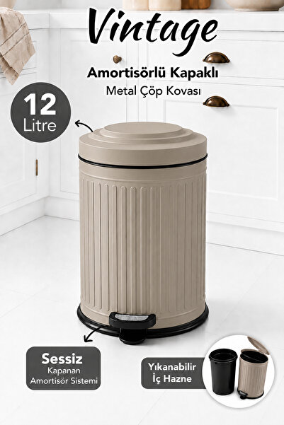 Meleni Home Metal Vintage Trash Can - Bathroom Kitchen Pedal Trash Can with S...