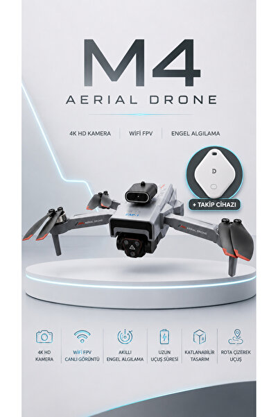 Dimute Shop M4 4K HD Drone Katlanabilir WiFi FPV Kameralı Engel Algılamalı Pr...