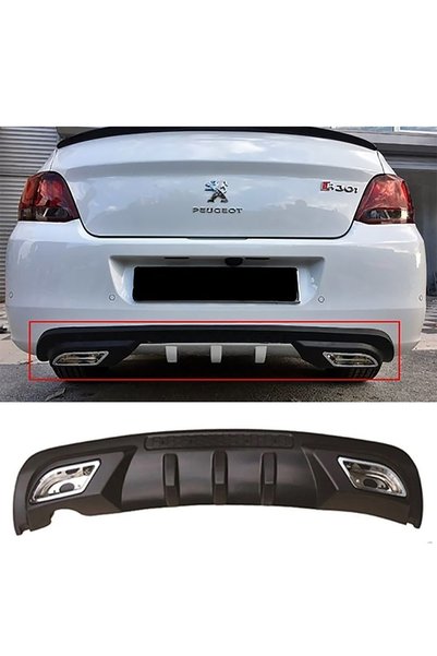 HasAkman Peugeot 301 Difüzör Difizör Siyah + Kare Egzoz Görünüm C Tip