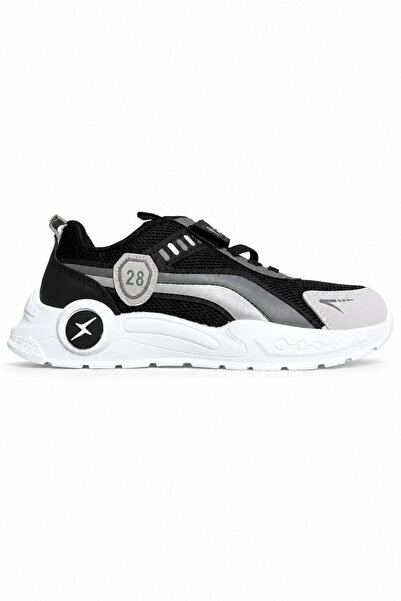 Ekonomik Ayakkabı Boys' Black Gray Sports Shoes Breathable Mesh Light Sole Ca...
