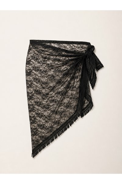 VİSKOYAT Lace Bandana Scarf Lace Scarf Black Bandana 110*75cm
