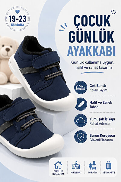 Ayakkabı Deryası Unisex Bebek Çocuk Cırtlı İlk Adım Günlük Spor Ayakkabı Buru...