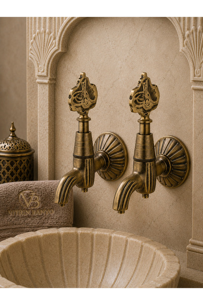 vb vitrinbanyo Antik Fırçalanmış Kurna Musluğu Osmanlı Tuğralı Hamam Musluğu ...